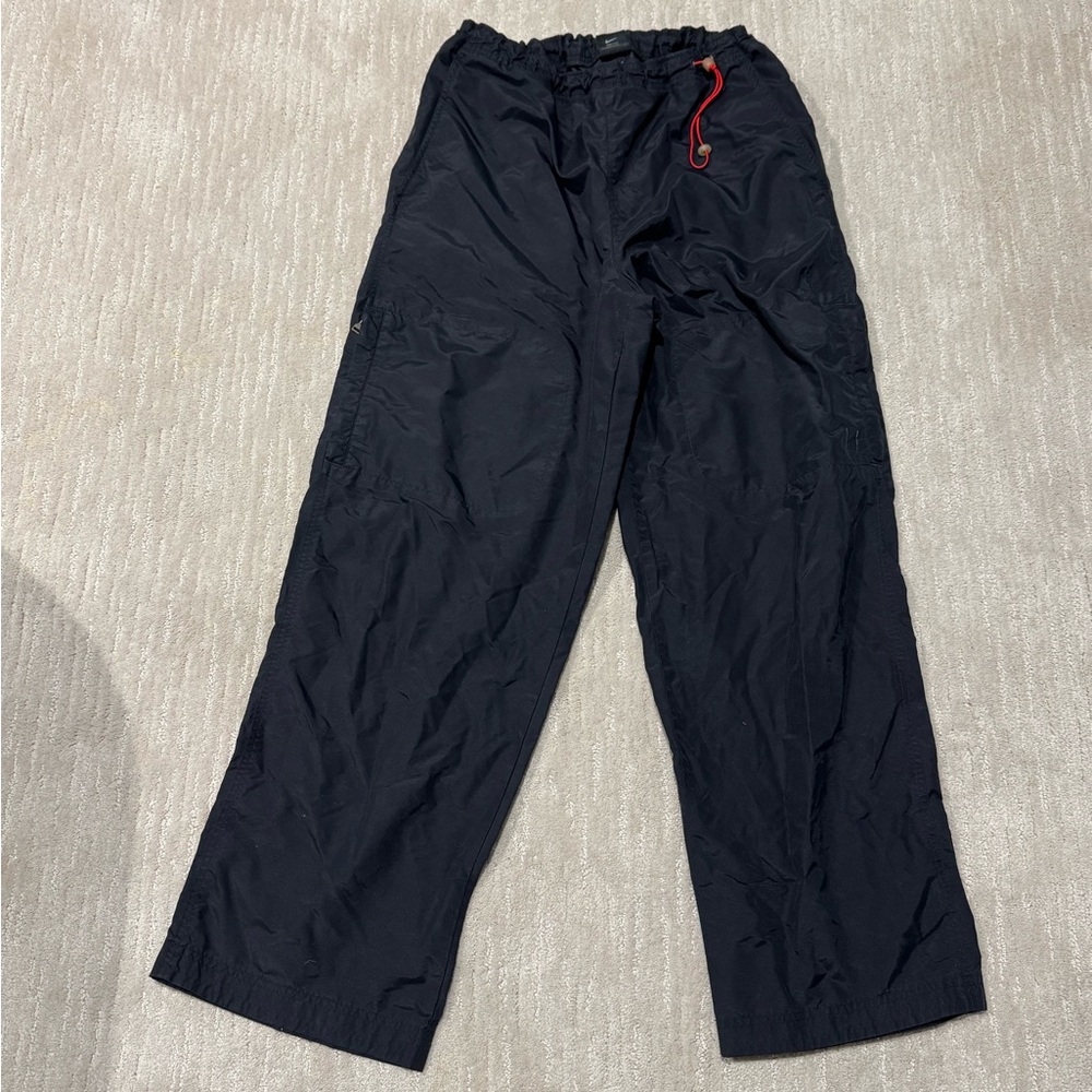 Men’s Vintage Y2K Nike Cargo Black Nylon Track Pants Silver Tag Size Large EUC
